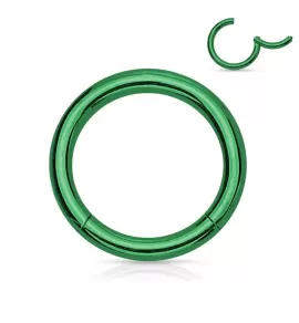 Зеленое кольцо кликер из стали PiercedFish PC3-G серьга для пирсинга септума, трагуса и хеликса, брови, губ, сосков, пупка (от 6 мм до 12 мм)