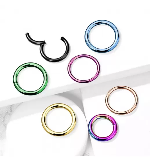 Зеленое кольцо кликер из стали PiercedFish PC3-G серьга для пирсинга септума, трагуса и хеликса, брови, губ, сосков, пупка (от 6 мм до 12 мм)