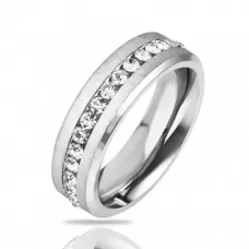 Кольцо женское из стали TATIC RSS-1550-ST дорожка с  фианитами