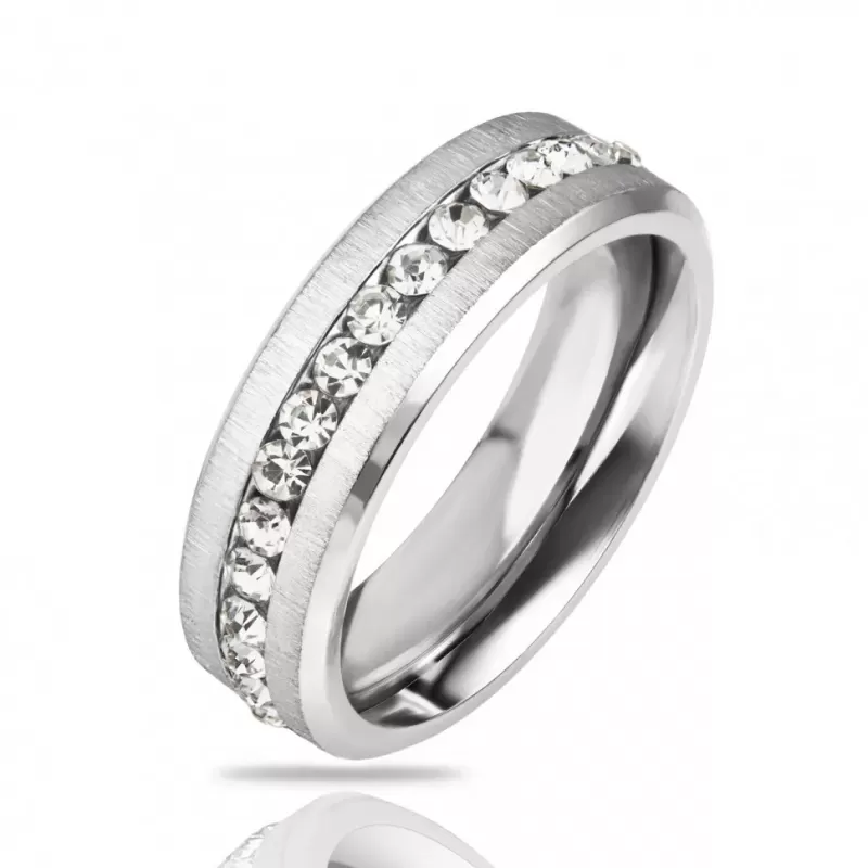 Кольцо женское из стали TATIC RSS-1550-ST дорожка с  фианитами