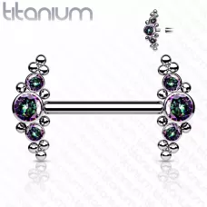 Титановая штанга для пирсинга сосков Pirslab TIK09-VM с фианитами