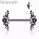 Титановая штанга для пирсинга сосков Pirslab TIK09-VM с фианитами