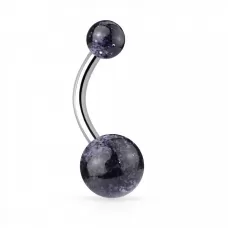 Серьга банан для пирсинга пупка из титана Pirslab --T23NL2-K с блестящими шариками из акрила
