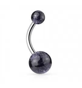 Серьга банан для пирсинга пупка из титана Pirslab --T23NL2-K с блестящими шариками из акрила