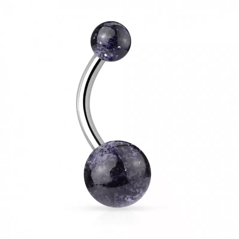 Серьга банан для пирсинга пупка из титана Pirslab --T23NL2-K с блестящими шариками из акрила