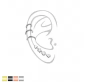 Набор из 8 серег из стали PiercedFish VEM06 (штанги и кольца) для пирсинга септума, трагуса и хеликса, брови, губ