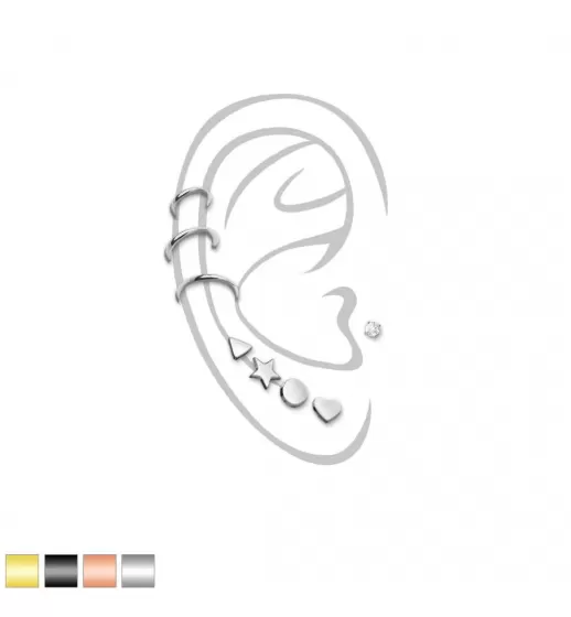 Набор из 8 серег из стали PiercedFish VEM06 (штанги и кольца) для пирсинга септума, трагуса и хеликса, брови, губ