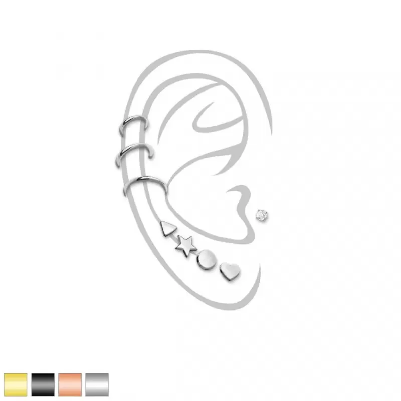 Набор из 8 серег из стали PiercedFish VEM06 (штанги и кольца) для пирсинга септума, трагуса и хеликса, брови, губ