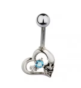 Серьга банан для пирсинга пупка "Сердце" Everiot AAB-164TBSH из стали