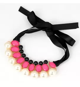 Ожерелье AS-C10030 с малиновыми вставками