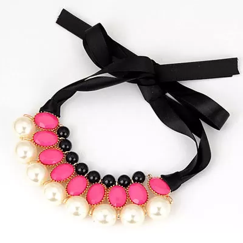 Ожерелье AS-C10030 с малиновыми вставками