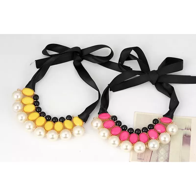 Ожерелье AS-C10030 с малиновыми вставками