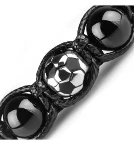 Мужской браслет Шамбала с агатом и шармами в форме футбольных мячей Everiot Select LNS-2121