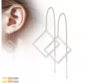 Серьги-протяжки женские из стали TATIC SE3649 в форме ромбов