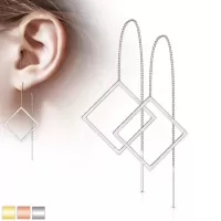 Серьги-протяжки женские из стали TATIC SE3649 в форме ромбов