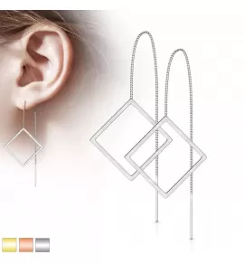 Серьги-протяжки женские из стали TATIC SE3649 в форме ромбов