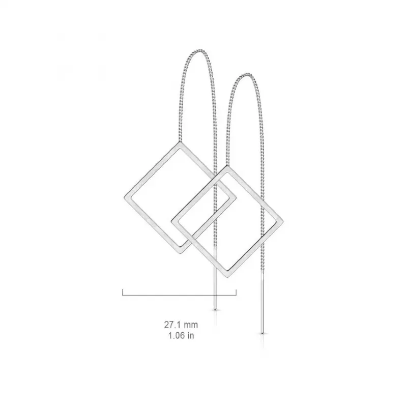 Серьги-протяжки женские из стали TATIC SE3649 в форме ромбов