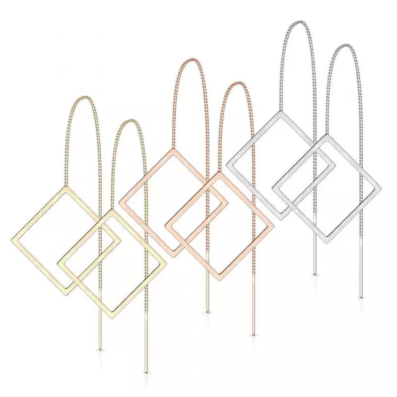 Серьги-протяжки женские из стали TATIC SE3649 в форме ромбов