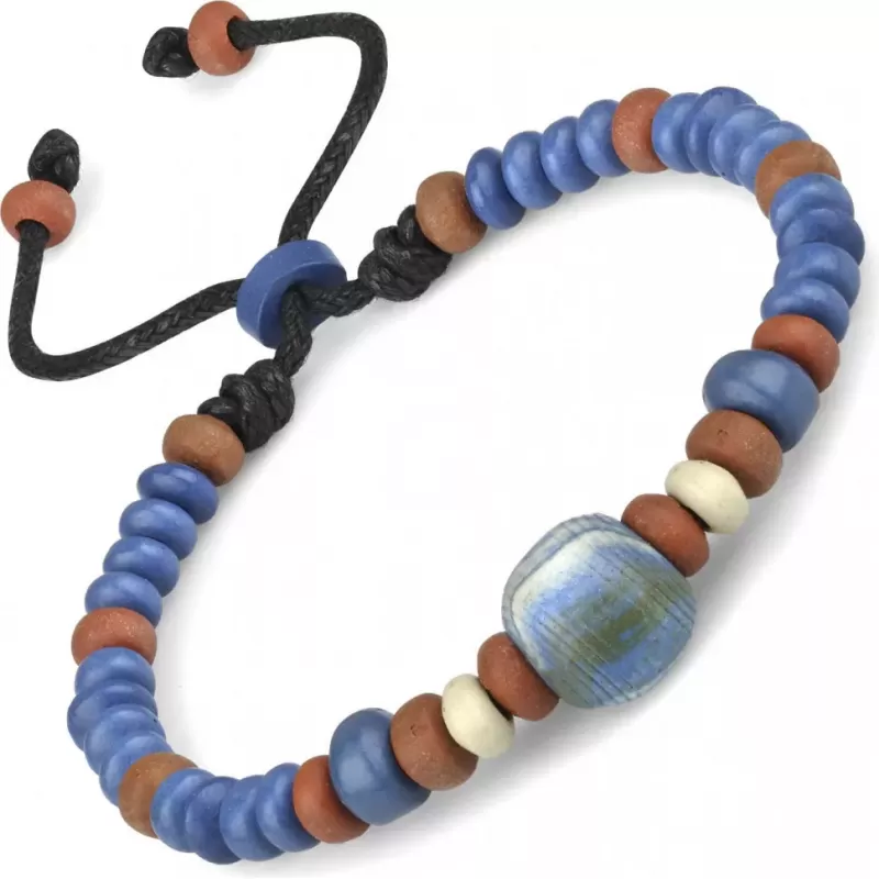 Браслет с бусинами из кости Everiot VD-MJ-1816 красно-синий