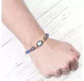 Браслет с бусинами из кости Everiot VD-MJ-1816 красно-синий