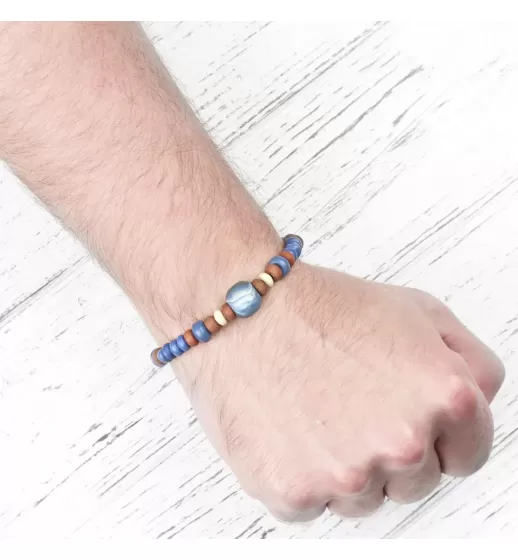 Браслет с бусинами из кости Everiot VD-MJ-1816 красно-синий