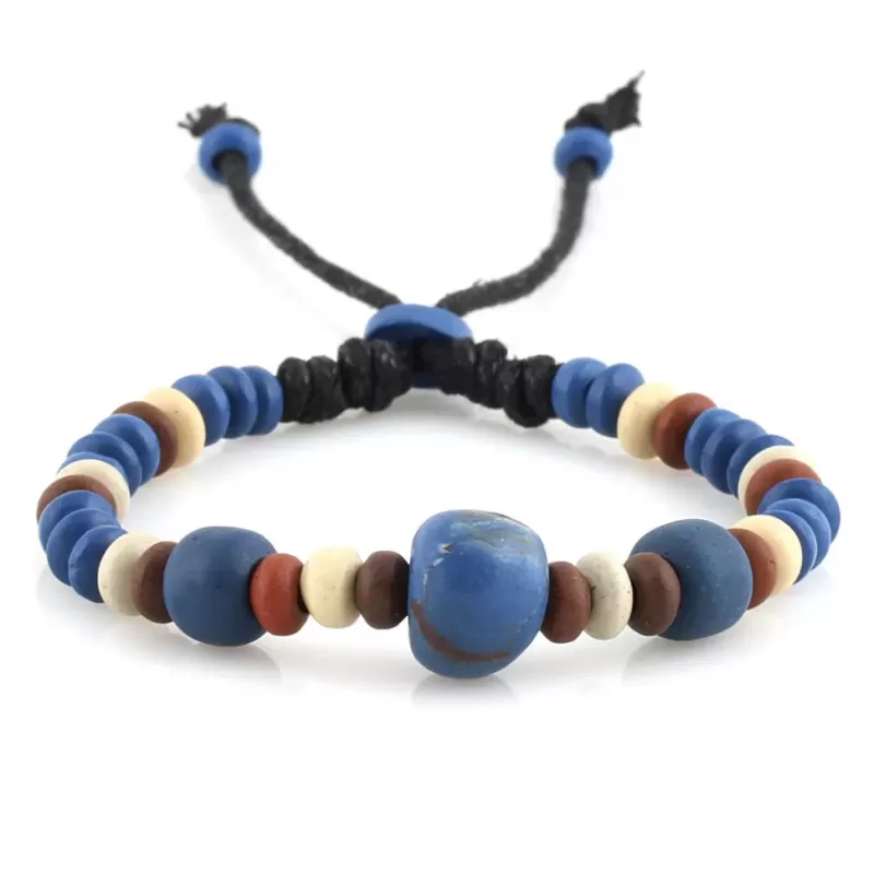 Браслет с бусинами из кости Everiot VD-MJ-1816 красно-синий