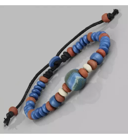 Браслет с бусинами из кости Everiot VD-MJ-1816 красно-синий