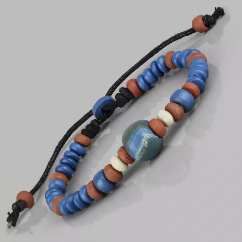 Браслет с бусинами из кости Everiot VD-MJ-1816 красно-синий