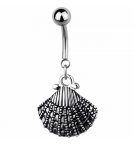 Серьга банан для пирсинга пупка Everiot AAB-260TBPN с морской раковиной