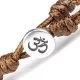 Плетеный браслет Everiot Select из вощеного шнура и агата LNS-3115 со знаком "Ом"
