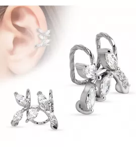 Клипса кафф на хеликс (серьга-обманка) с фианитами TATIC EC14744L-C имитация пирсинга хряща уха