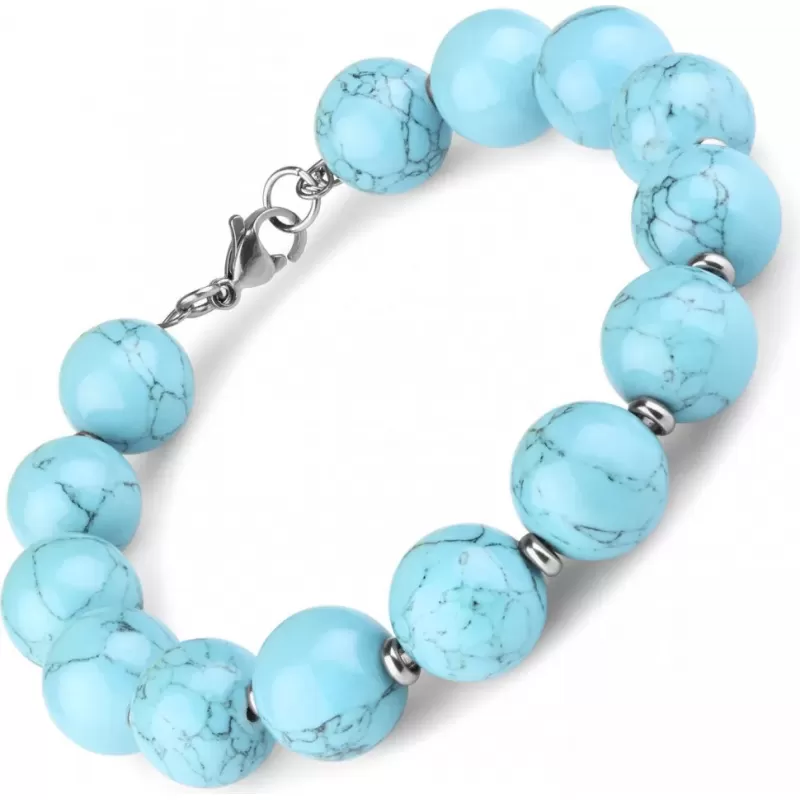 Женский браслет Everiot Select LNS-0236 из бусин натуральной бирюзы