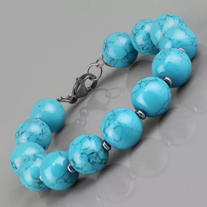 Женский браслет Everiot Select LNS-0236 из бусин натуральной бирюзы