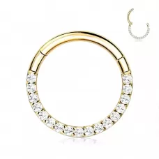 Кольцо кликер из титана с фианитами Pirslab RHT42 серьга для пирсинга септума, трагуса и хеликса, брови, губ (диаметр от 6 мм до 10 мм), желтое золото