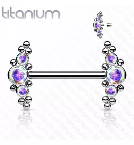 Титановая штанга для пирсинга сосков Pirslab TIK09-AB с фианитами