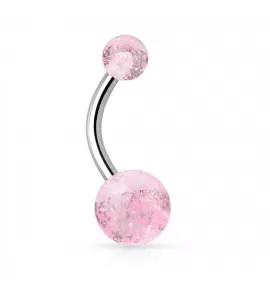 Серьга банан для пирсинга пупка из титана Pirslab --T23NL2-P с блестящими шариками из акрила