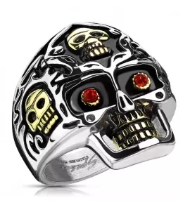 Мужской перстень в форме черепа из стали Spikes R-M2541 в байкерском стиле