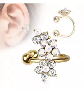 Клипса (кафф) на хеликс TATIC EC14746-C с фианитами и жемчугом