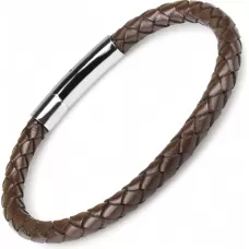 Мужской кожаный браслет плетеный Everiot Select LNS-5020 коричневый (5 мм)