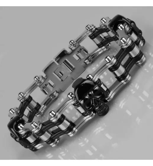 Мужской браслет-цепь из стали Everiot SB-MJ-07 с черепами