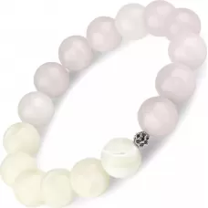 Женский браслет из розового кварца и перламутра на резинке Everiot Select LNS-2122