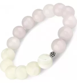 Женский браслет из розового кварца и перламутра на резинке Everiot Select LNS-2122
