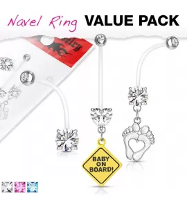 Набор серег для пирсинга пупка PiercedFish VN055 для беременных