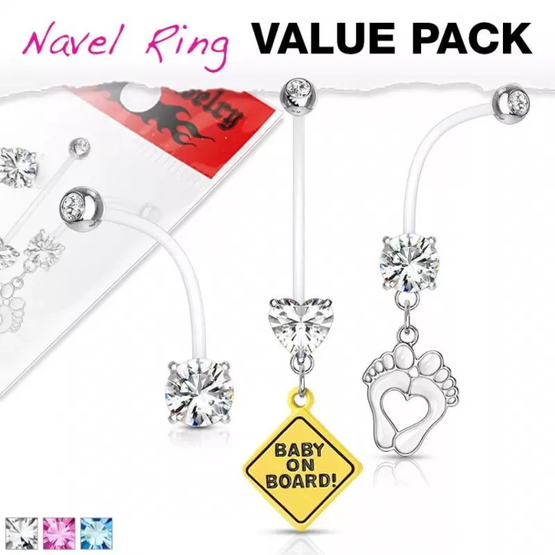 Набор серег для пирсинга пупка PiercedFish VN055 для беременных