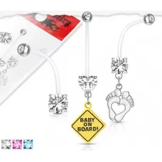 Набор серег для пирсинга пупка PiercedFish VN055 для беременных