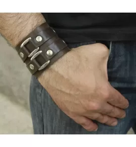 Кожаный браслет мужской Scappa B-209 коричневый