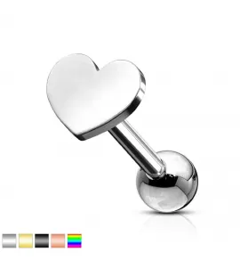 Микроштанга (серьга) 1,2 мм из стали для пирсинга хряща уха, хеликса PiercedFish JA04 в форме сердца