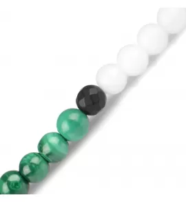 Браслет в три оборота на резинке Everiot Select LNS-2024 из оникса, агата и малахита