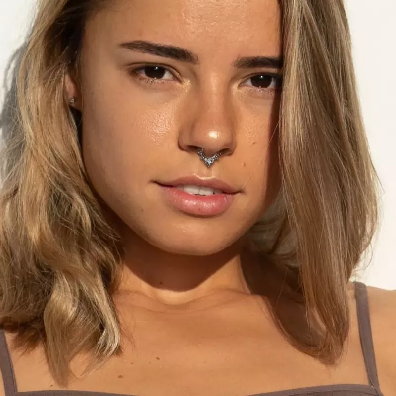 Кольцо кликер из титана с фианитами Pirslab RHT58 серьга для пирсинга септума, трагуса и хеликса, брови, губ (диаметр от 8 мм до 10 мм)