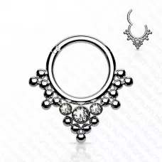 Кольцо кликер из титана с фианитами Pirslab RHT58 серьга для пирсинга септума, трагуса и хеликса, брови, губ (диаметр от 8 мм до 10 мм)